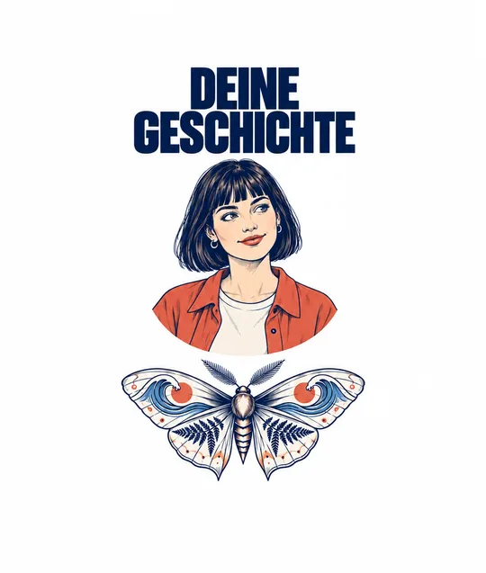 Gezeichnete Szene: Mila und ihr persönliches Motiv, ein feiner Nachtfalter